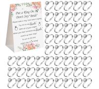 Hotainoys Ring Game Bridal Shower - Put a Ring on It Bridal Shower Game with 60 Metal Rings & Elegant Instruction Sign for Wedding Party, Engagement Party Fun, Rings for