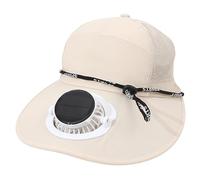 Hotainoys Solar Fan Hat, Beige Solar Powered Fan Hat, Usb Rechargeable Baseball Cap Men With 360° Rotating, 1000mah Battery For Outdoor Sun Protection