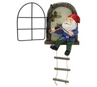 Hotainoys Tree Gnomes Decorations Outdoor, Glow in The Dark Tree House Accessories - Cute Resin Elf Figurine Playing Violin, Yard Decorations for Patio Lawn Garden Stump Gnomes Outdoor
