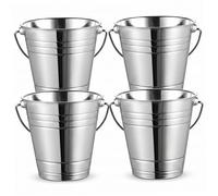 Hotainoys Wine Bucket, 4 Pack Stainless Steel Ice Buckets, Thickened Champagne Wine Buckets With Ergonomic Handles, Stable Base For Parties, Bars, Silver, 3000ml ice bucket