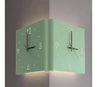 HOTAPEPU Corner Wall Clock, Double Sided Modern Decor, Luminous Sensor Clock for Living Room, Silent Digital Square Design