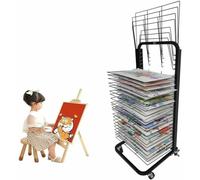 HOTAPEPU Mobile Paint Drying Rack - Art Drying Rack for Classroom, Solid Metal Artwork Storage Display Rack, Functional & Mobile Paint Drying Rack, Stack Rack for Painting~/