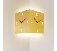 HOTAPEPU Modern Double Sided Corner Wall Clock, Silent Square Digital Clock with Sensor Luminous Feature, Decorative Art for Living Room, Stylish Black Design
