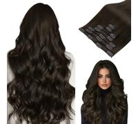 hotbanana Clip in Hair Extensions, Dark Brown Clips in Hair Extension Real Human Hair Double Weft Clip In human Hair Straight Remy Hair Extensions 26 Inch 120g 7pcs