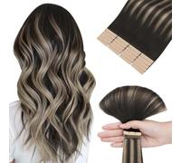 hotbanana Tape in Hair Extensions, 20 Inch Tape in Hair Extensions Human Hair 20pcs 50g Natural Black to Light Blonde Tape Hair Extensions Straight Remy Human Hair Tape in Extensions