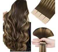 hotbanana Tape in Hair Extensions, 22 Inch Human Hair 20pcs 50g Chocolate Brown Mixed Caramel Blonde Balayage Tape Hair Extensions Straight Remy Human Hair Tape in Extensions
