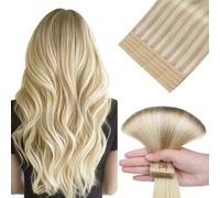 hotbanana Tape-in Hair Extensions, 24 Inch, 20pcs 50g Ombre Ash Blonde to Platinum Blonde Straight Remy Human Hair Extensions