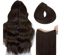 hotbanana Wire Hair Extensions, 16 inch 95g Light Dark Brown Fish Line Real Human Straight Invisible Remy Hair Human Extension