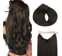 hotbanana Wire Hair Extensions, 18 inch 95g Dark Brown Fish Line Hair Extensions Real Human Hair Straight Invisible Remy Hair Human Extension