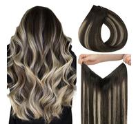 hotbanana Wire Hair Extensions, 18 inch 95g Natural Black to Light Blonde Fish Line Hair Extensions Real Human Hair Straight Invisible Remy Hair Human Extension