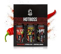 HotBoss Hot Sauce Selection Box - Hot, ExtraHot, and XX-Hot (Pack of 3, 150ml) | Vegan & Gluten Free Extra Spicy Sauce Packed for Heat & Flavour - Perfect Chilli Gift Set to Turn Up the Heat