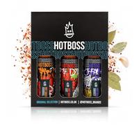 HotBoss Hot Sauce Selection Box - Hot, Original, and Smokey (Pack of 3, 150ml) | Vegan & Gluten Free Hot Sauce Packed for Heat & Flavour - Perfect Chilli Gift Set to Turn Up the Heat