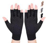 Hotcakes Fingerless Compression Arthritis Gloves for Women & Men with Dotted Grip - Hand Support to Relieve Pain, Enhance Mobility & Dexterity, Lightweight & Breathable (Black, M)