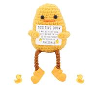 Hotcho Emotional Support Positive Crochet Plush Doll with Encouraging Message Card, Mini Knitted Gifts for Men, Women, Good Luck Motivational Desk Decor, Party, Home Decor