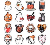 Hotcho Halloween Shoe Charms for Clog Shoe,Cute Halloween Ghost Skull Clog Charms Shoes Accessories Decoration,Halloween Shoe Charms Party Favors Gift 16 Pcs