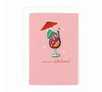 Hotchpotch Birthday Celebrations Card with Cocktail Glass Iron-on Patch - Greetings Card