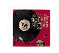 Hotchpotch Contemporary Gold Foil Embossed Festive Merry Christmas Card for a Special Couple - 6"x6" (All Rocking Christmas)