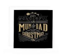 Hotchpotch Contemporary Gold Foil Embossed Festive Merry Christmas Card for a Special Couple - 6"x6" (Wonderful Mum & Dad)