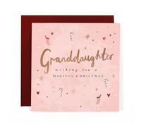 Hotchpotch For a Special Family Member - Contemporary Foil Embossed Festive Merry Christmas Card for Her - 6"x6" (Granddaughter)