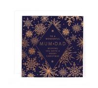 Hotchpotch For a Special Family Member - Contemporary Foil Embossed Festive Merry Christmas Card for Her - 6"x6" (Mum And Dad Snowflakes)