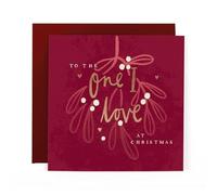 Hotchpotch For a Special Family Member - Contemporary Foil Embossed Festive Merry Christmas Card for Her - 6"x6" (One I Love)