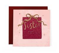 Hotchpotch For a Special Family Member - Contemporary Foil Embossed Festive Merry Christmas Card for Her - 6"x6" (Sister)