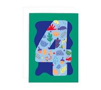 Hotchpotch Fun Birthday Card For Boy's 4th Birthday, Birthday Card With Die-cut Detail And Neon Colours - Doodle Greeting Card London Size 5 x 7 inches