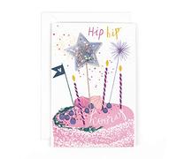 Hotchpotch Glitter Ball Hip Hip Hooray Birthday Cake Card