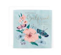 Hotchpotch Luxury Birthday Card For Gorgeous Girlfriend With Satin Gold Foil Lettering And Stunning Artwork - Madeleine Collection London Size 6 x 6 inches
