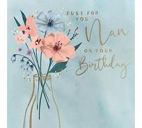 Hotchpotch Luxury Birthday Card For Nan With Satin Gold Foil Lettering And Stunning Artwork - Madeleine Collection London Size 6 x 6 inches e