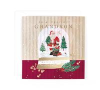 Hotchpotch Luxury Christmas Card To A Special Grandson, Santa In Snow globe, Modern Contemporary Greeting Card From Hotchpotch, 15.4 x 15.4 cm