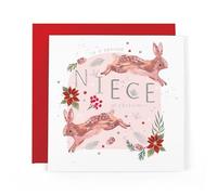 Hotchpotch Luxury Christmas Card To A Special Niece, Christmas Bunnies, Modern Contemporary Greeting Card From Hotchpotch, 15.4 x 15.4 cm