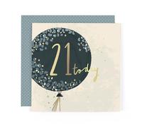 Hotchpotch Luxury Foiled 21st Birthday Card - Contemporary Greeting Card London 6 x 6