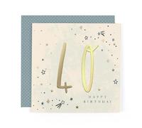 Hotchpotch Luxury Foiled 40th Birthday Card - Contemporary Greeting Card London 6 x 6