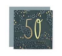 Hotchpotch Luxury Foiled 50th Birthday Card - Contemporary Greeting Card London 6 x 6