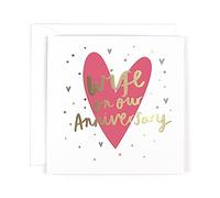 Hotchpotch Luxury Foiled Anniversary Card For Your Wife - Parasol Greeting Card London Size 6 x 6 inches
