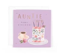 Hotchpotch Luxury Foiled Birthday Card For Auntie - Contemporary Design, 6 X 6 Inches