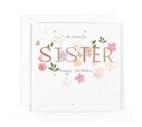 Hotchpotch Luxury Foiled Lovely Sister Birthday Card - Contemporary Design, 6 X 6 Inches