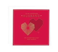 Hotchpotch Luxury Foiled Valentine's Day Card 'To My Handsome Husband' - Pocket Square Greeting Card London Size 6 x 6 inches