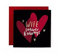 Hotchpotch Luxury Foiled Wife Forever & Always, Contemporary Valentine's Day Greeting Card, 6 x 6 Inches