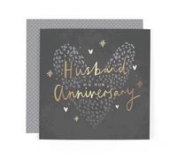 Hotchpotch Stunning Foiled Anniversary Card For Husband, With Bespoke Dotty Envelope - Anise Greeting Card London Size 6 x 6 inches
