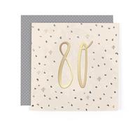 Hotchpotch Stunning Foiled Birthday Card For 80th Birthday, With Bespoke Dotty Envelope - Anise Greeting Card London Size 6 x 6 inches