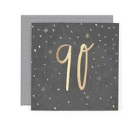 Hotchpotch Stunning Foiled Birthday Card For 90th Birthday, With Bespoke Dotty Envelope - Anise Greeting Card London Size 6 x 6 inches
