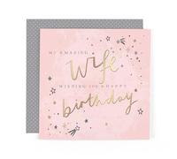 Hotchpotch Stunning Foiled Birthday Card For An Amazing Wife, With Bespoke Dotty Envelope - Anise Greeting Card London Size 6 x 6 inches