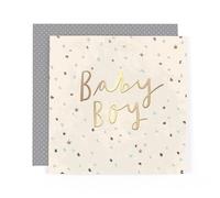 Hotchpotch Stunning Foiled New Baby Birth Congrats Card For Baby Boy, With Bespoke Dotty Envelope - Anise Greeting Card London Size 6 x 6 inches