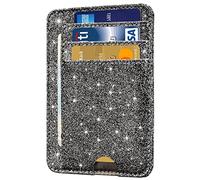 HOTCOOL Card Holder Wallet Front Pocket Minimalist Leather With RFID Blocking Card Holder Wallet for Men & Women, A Glitter Black, OneSize, Minimalist