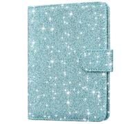 HOTCOOL Passport Holder Travel Essentials Airplane & Cruise Essentials Ship Leather Wallet Cover Case RFID Blocking Women & Men Vacation Travel Accessories Gifts Deals, B Glitter Blue, 0.28 x 9.6 x