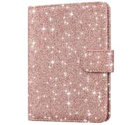 HOTCOOL Passport Holder Travel Essentials Airplane & Cruise Essentials Ship Leather Wallet Cover Case RFID Blocking Women & Men Vacation Travel Accessories Gifts Deals, B Glitter Rose, 0.28 x 9.6 x