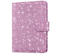 HOTCOOL Passport Holder Travel Essentials Airplane & Cruise Essentials Ship Leather Wallet Cover Case RFID Blocking Women & Men Vacation Travel Accessories Gifts Deals, B Glitter Purple, 0.28 x 9.6 x