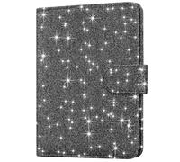 HOTCOOL Passport Holder Travel Essentials Airplane & Cruise Essentials Ship Leather Wallet Cover Case RFID Blocking Women & Men Vacation Travel Accessories Gifts Deals, B Glitter Black, 9.6 x 10.9 x